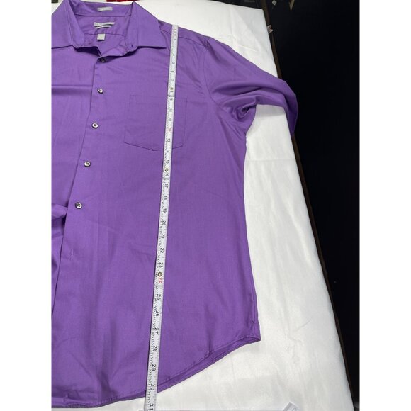 Van Heusen SKU 7587 Mens Purple Long Sleeve Button Down Shirt Size 17.5 - Picture 5 of 11